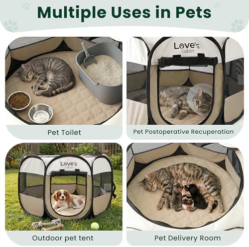 Love's cabin Dog Playpen with Washable Pee Pad, Puppy Pet Cat Playpen Small - Image 5