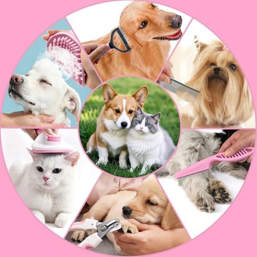 7PCS Dog Grooming Brush Kit for Shedding and Matted Fur, Self-Cleaning Slicker - Image 6