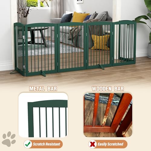 PUPETPO Freestanding Pet Gate for Dogs, Foldable Wooden Dog Gate for House - Image 4