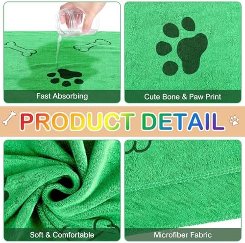 8 Pcs Dog Towel for Drying, 40 x 24 Inch, Dog Paw and Bone, Bright Color - Image 3