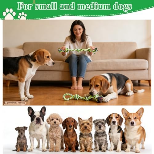 ASOCEA 5 Pack Cotton Rope Toys for Puppy Teething Small Dogs Green - Image 6