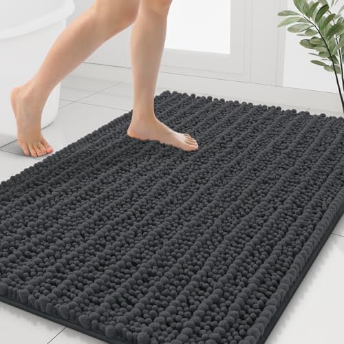 Smiry Bathroom Rugs 40X32, Extra Soft Rubber Backing Chenille Bath Mats by Smiry