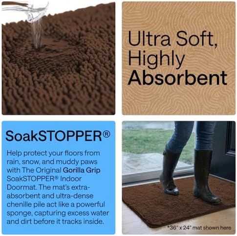 GORILLA GRIP SoakSTOPPER Dog Door Mat, Machine Wash and Dry, 30x20 Brown - Image 4