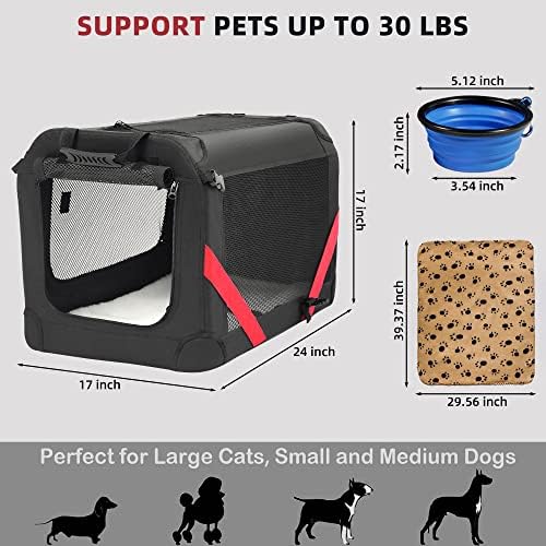 Petprsco Large Cat Carrier for 2 Cats/Small Dogs 24"x17"x17" for Car Travel - Image 5