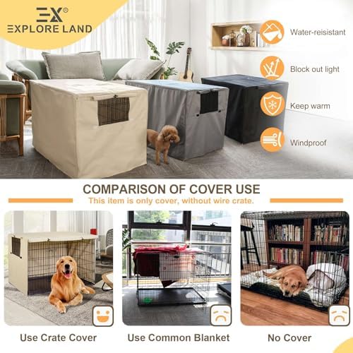 Explore Land Dog Crate Cover, 48 inches, Light Tan - Image 5