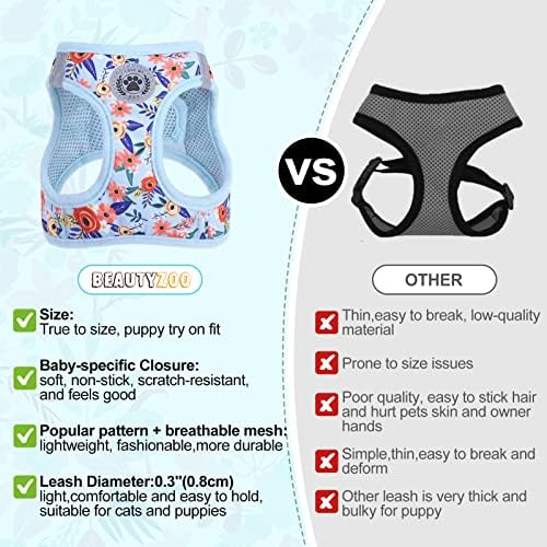 BEAUTYZOO Small Dog Harness and Leash Set, No Pull Puppy Pet Vest-Floral - Image 4