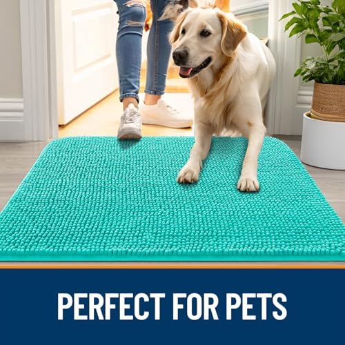 OLANLY Dog Door Mat for Muddy Paws 45x27, Super Absorbent Chenille Mud Mat - Image 6