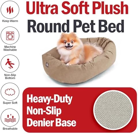 Majestic Pet 24 Inch Suede Calming Dog Bed Washable – Cozy Soft Round Dog Bed - Image 6