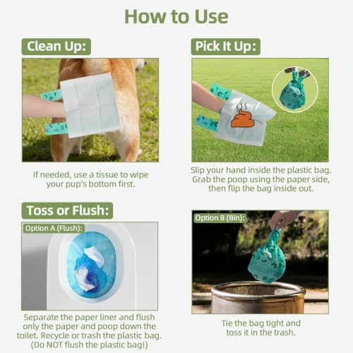 2-Ply Dog Poop Bags with Paper Towels-200 Pieces-Ultra Thick and Leakproof Pet - Image 5