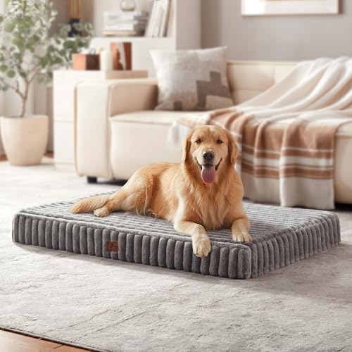 Orthopedic Large Dog Bed，Waterproof Washable Dog Crate 35x22 Grey by WARMREST