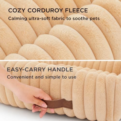 Bedsure ComfyFleece® Cute Dog Bed Medium Large Size Dog，30in Sandy Beige - Image 4