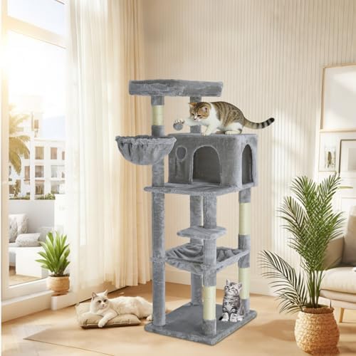 56.2 Inch Cat Tree with Cat Condo Viewing Platform - Image 6