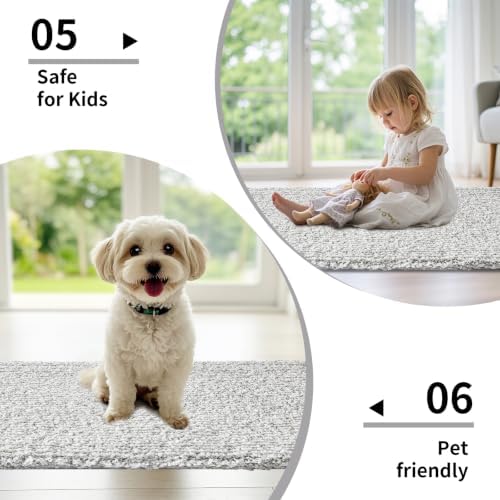 Disolla Grey & White Bathroom Rugs 20x32, Non-Slip Plush Thick Bath Mat - Image 6