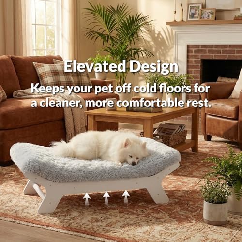 Muihood Elevated Wood Dog Bed Frame Mat Set - Image 2