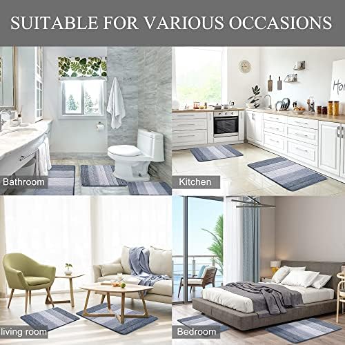 3 Pcs Ombre Bath Mat Set for Bathroom, Non Slip Ultra Soft and Thick Water - Image 6