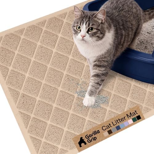 GORILLA GRIP Cat Litter Box Mat, Coiled Mesh Trapping Mats, 24x17 Beige by GorillaGrip