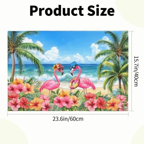 Giwawa Summer Flamingos Bath Rug Tropical Beach Extra Soft Shower Mat 16x24 - Image 3