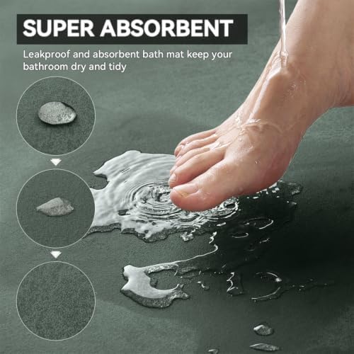 MontVoo -Bath Mat Rug-Rubber Backing Non Slip Quick Dry Absorbent Thin Bathroom - Image 2