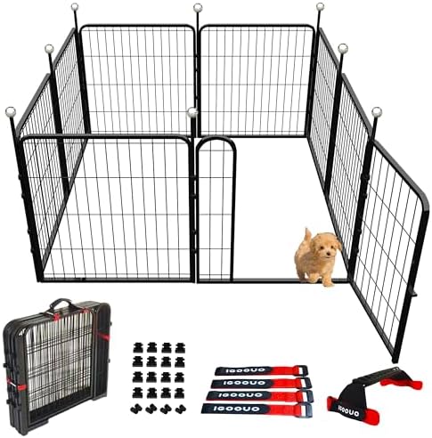 Puppy Playpen Indoor/Outdoor, 8 Panels Dog Pen Play Pen by IGOOUO