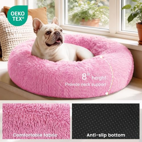 Love's cabin Calming Cat Bed for Indoor Cats, Anti-Anxiety Donut Round Dog Bed - Image 3