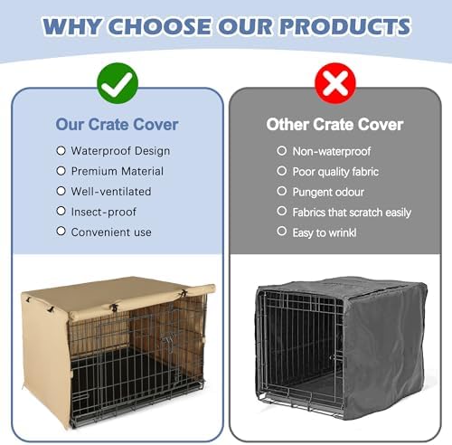 Akinerri Dog Crate Cover, Double Door Waterproof Kennel Cover, 36 in Beige - Image 3