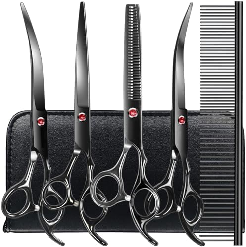 TINMARDA Dog Grooming Kit, Titanium Black Stainless Steel Dog Grooming Scissors by TINMARDA