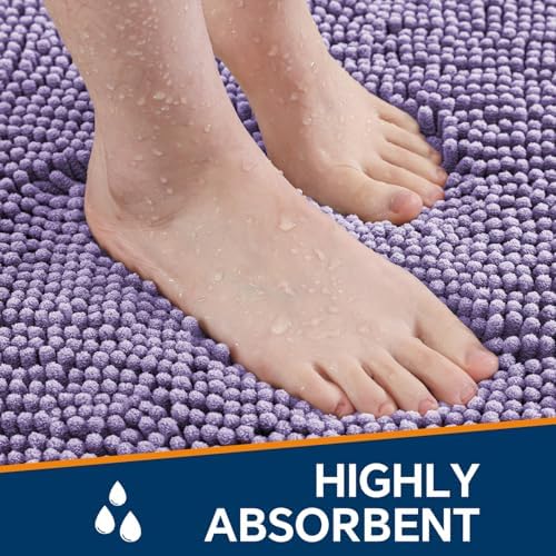 Chenille Bathroom Rug 36"x60" Lavender, Large Plush Bath Mat - Image 4