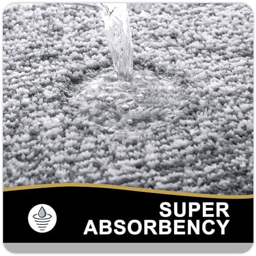 OLANLY Small Bathroom Rugs 24x16, Absorbent Microfiber Bath Rugs, Dark Grey - Image 4