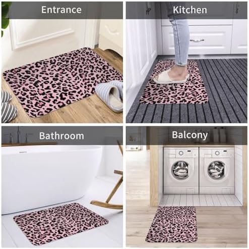 Pink Leopard Bath Mat 24x16 Inch Non-Slip Soft Microfiber Bathroom Rugs - Image 7
