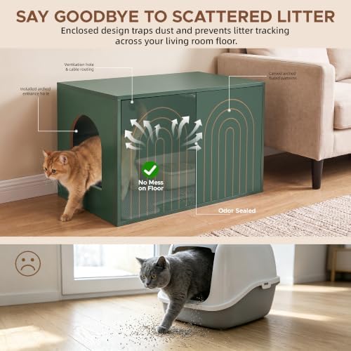 Cat Litter Box Enclosure, 31.5" Hidden Litter Box Cabinet Furniture - Image 5