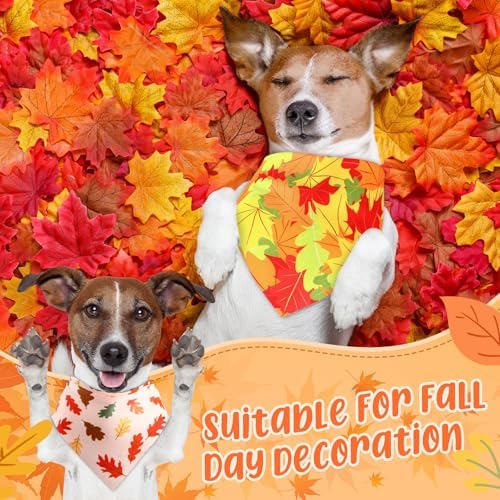 Preboun 50 Pcs Fall Thanksgiving Dog Bandanas Bulk, Pumpkin & Maple Leaves - Image 2