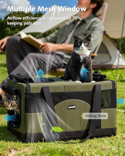 Pecute Large Cat Carrier, Soft Double Pet Crate - Image 5