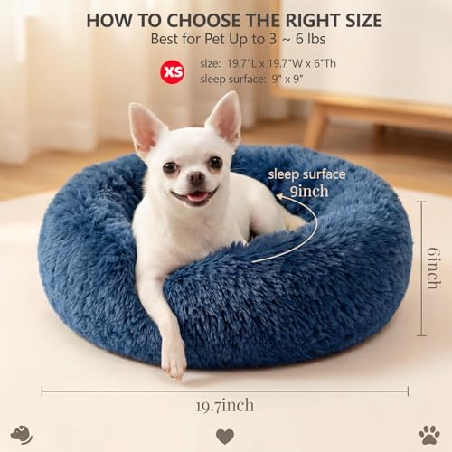 nononfish Donut Dog Bed for Small Dogs, Plush Calming Round Bed - Image 3