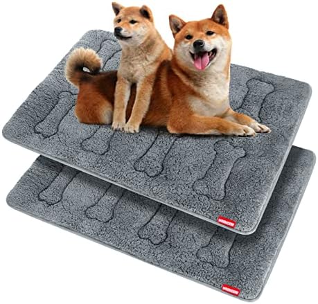 Dog Bed Crate Mat 2 Pack, Soft Plush Dog Bed Pad by Moonsea