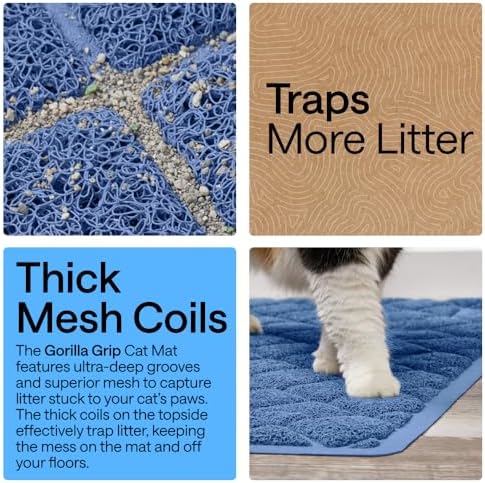 GORILLA GRIP Cat Litter Box Mat, Coiled Mesh Trapping Mats, 47x35 Navy - Image 3