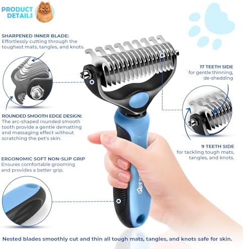 Undercoat Rake for Dogs & Cats, Dematting Comb - Image 2
