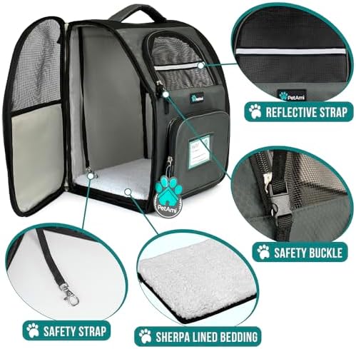 PetAmi Dog Backpack Carrier for Small Large Cat, Ventilated Pet Hiking Backpack - Image 4