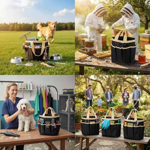 Abbylike Grooming Tote, Khaki and Black - Image 5