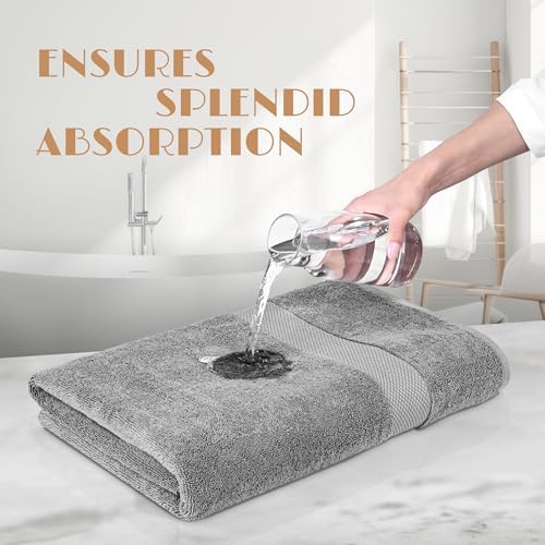 White Classic Wealuxe Light Gray Bath Towels 24x50 Inch, Cotton Towel Set - Image 5