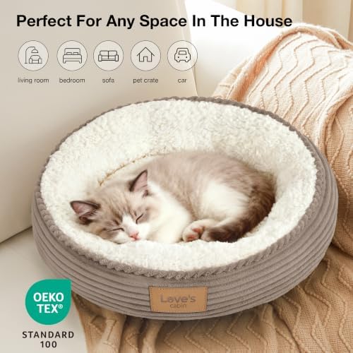 Love's cabin Round Donut Cat and Dog Cushion Bed, 20in Pet Bed - Image 6