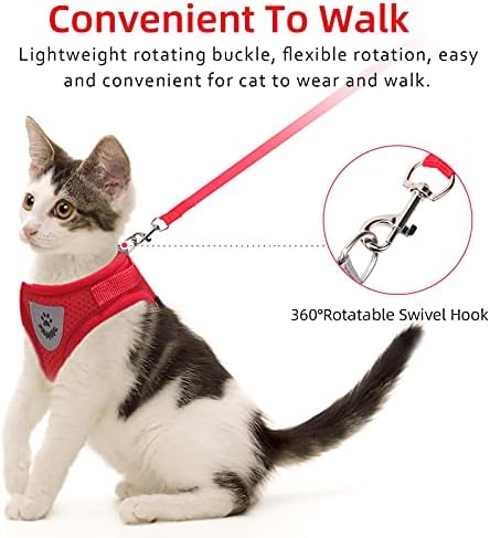 Cat Vest Harness and Leash Set, Escape Proof Kitten Harness Red S - Image 3