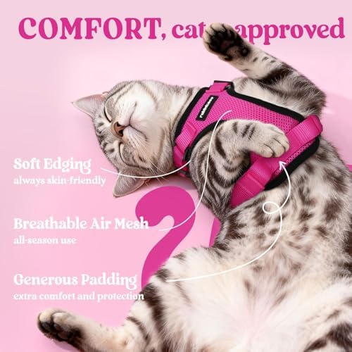 rabbitgoo Cat Harness and Leash Set, Escape Proof Vest, Rose Red - Image 4