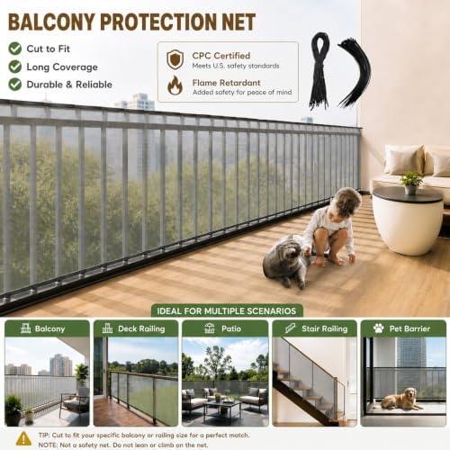 Hosuly Banister Guard Balcony Netting, 50 x 3 ft, 1 Set - Image 2