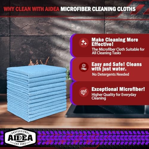 AIDEA Microfiber Cleaning Cloth Blue 10PK, Cleaning Rags 12×12" - Image 2