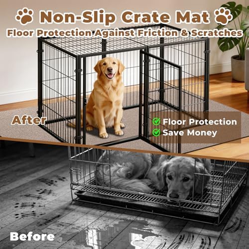 Large Dog Playpen Mat, 32 in x 50 in Dog Crate Mat Brown - Image 3