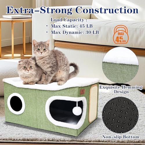 Extra Large Cat Beds for Indoor Cats, Covered Cat Cave Beds & Furniture - Image 3