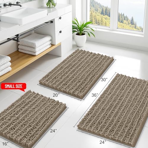 Smiry Bathroom Rugs 47X24, Extra Soft Rubber Backing Chenille Bath Mats - Image 2
