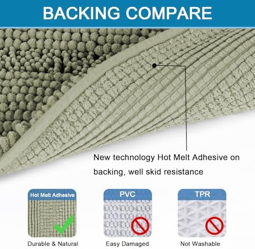 H.VERSAILTEX Bath Mats for Bathroom Non Slip Thick Chenille Striped Bath Rug - Image 4