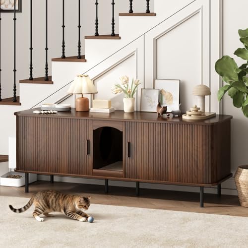 Double Cat Litter Box Enclosure Furniture by WINWY