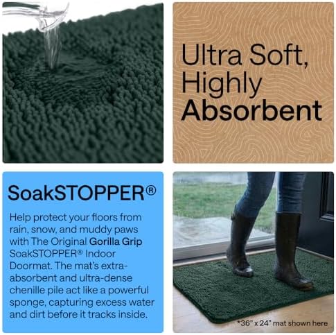 GORILLA GRIP SoakSTOPPER Dog Door Mat, Machine Wash and Dry, 36x24 Green - Image 4